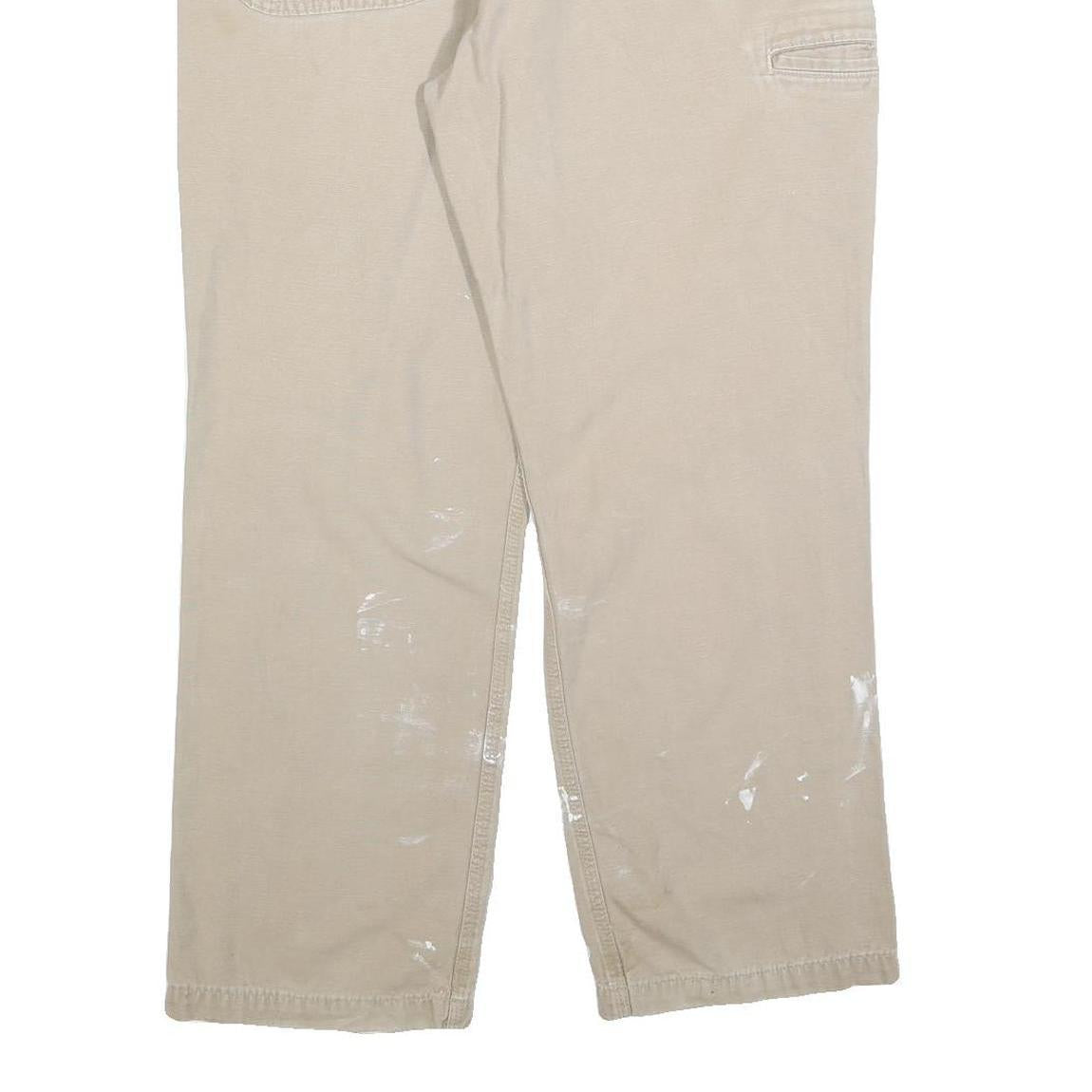 CARHARTT Mens Cotton Blend Beige Relaxed Straight Trousers W34 L30 Workwear