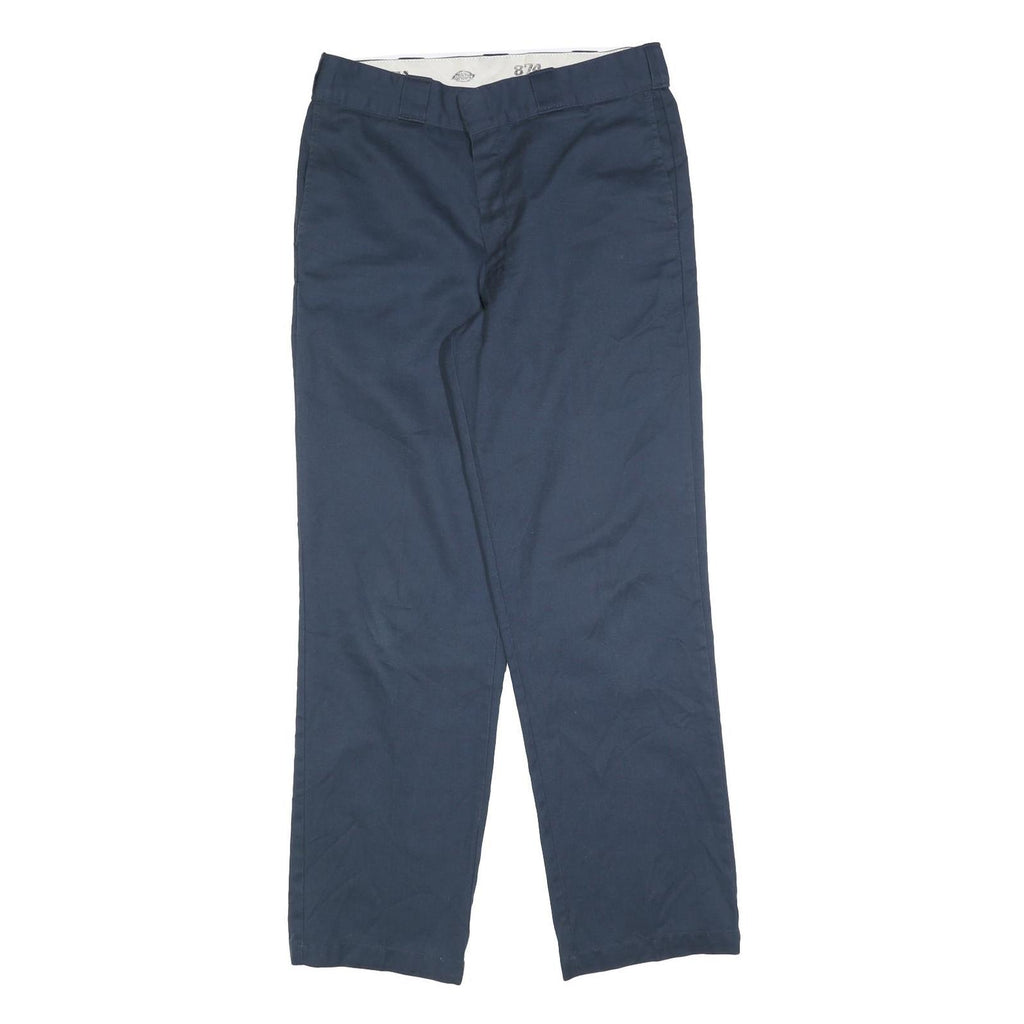 DICKIES Mens Cotton Blend Navy Regular Straight Trousers W32 L32 Workwear Zip