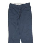 DICKIES Mens Cotton Blend Navy Regular Straight Trousers W32 L32 Workwear Zip