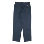 DICKIES Mens Cotton Blend Navy Regular Straight Trousers W32 L32 Workwear Zip