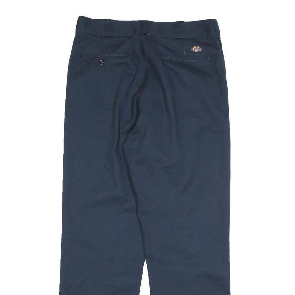 DICKIES Mens Cotton Blend Navy Regular Straight Trousers W32 L32 Workwear Zip