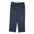 DICKIES Mens Cotton Blend Navy Regular Straight Trousers W34 L28 Workwear Zip