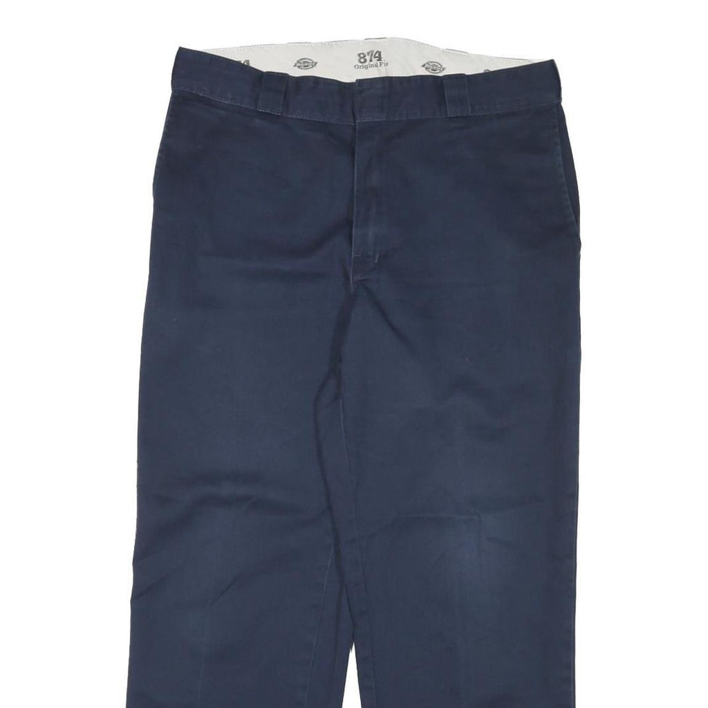 DICKIES Mens Cotton Blend Navy Regular Straight Trousers W34 L28 Workwear Zip