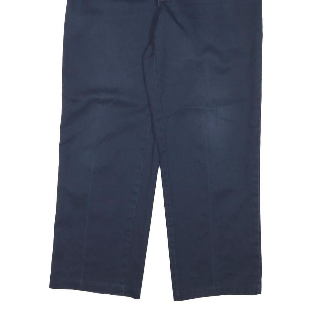 DICKIES Mens Cotton Blend Navy Regular Straight Trousers W34 L28 Workwear Zip
