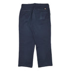 DICKIES Mens Cotton Blend Navy Regular Straight Trousers W34 L28 Workwear Zip