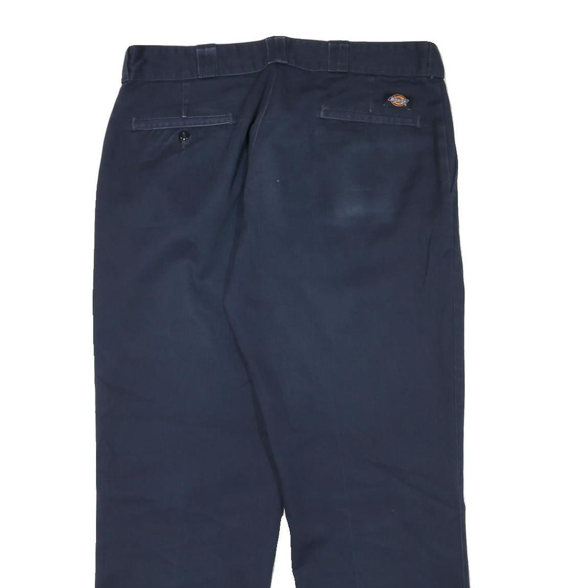 DICKIES Mens Cotton Blend Navy Regular Straight Trousers W34 L28 Workwear Zip