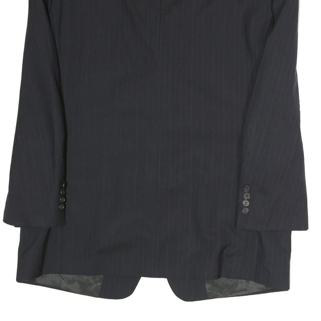 TOMMY HILFIGER Mens Black Pinstripe Blazer Jacket L Cotton Classic Tailored