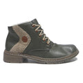 RIEKER Womens Ankle Lace-Up Boots Green Leather UK 4 Comfortable Casual