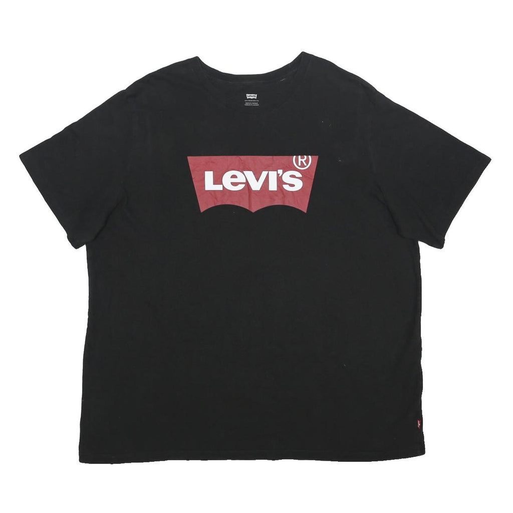LEVI'S Mens Black Graphic T-Shirt 2XL Short Sleeve Crew Neck Logo Print Cotton