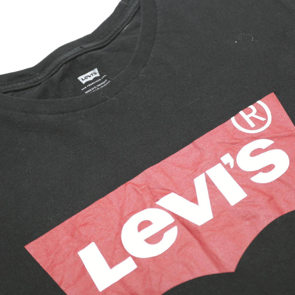 LEVI'S Mens Black Graphic T-Shirt 2XL Short Sleeve Crew Neck Logo Print Cotton