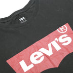 LEVI'S Mens Black Graphic T-Shirt 2XL Short Sleeve Crew Neck Logo Print Cotton