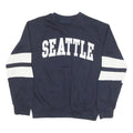 NEW YORK POPULATION Mens Navy Blue Seattle Crew Neck S Cotton Blend Sweatshirt