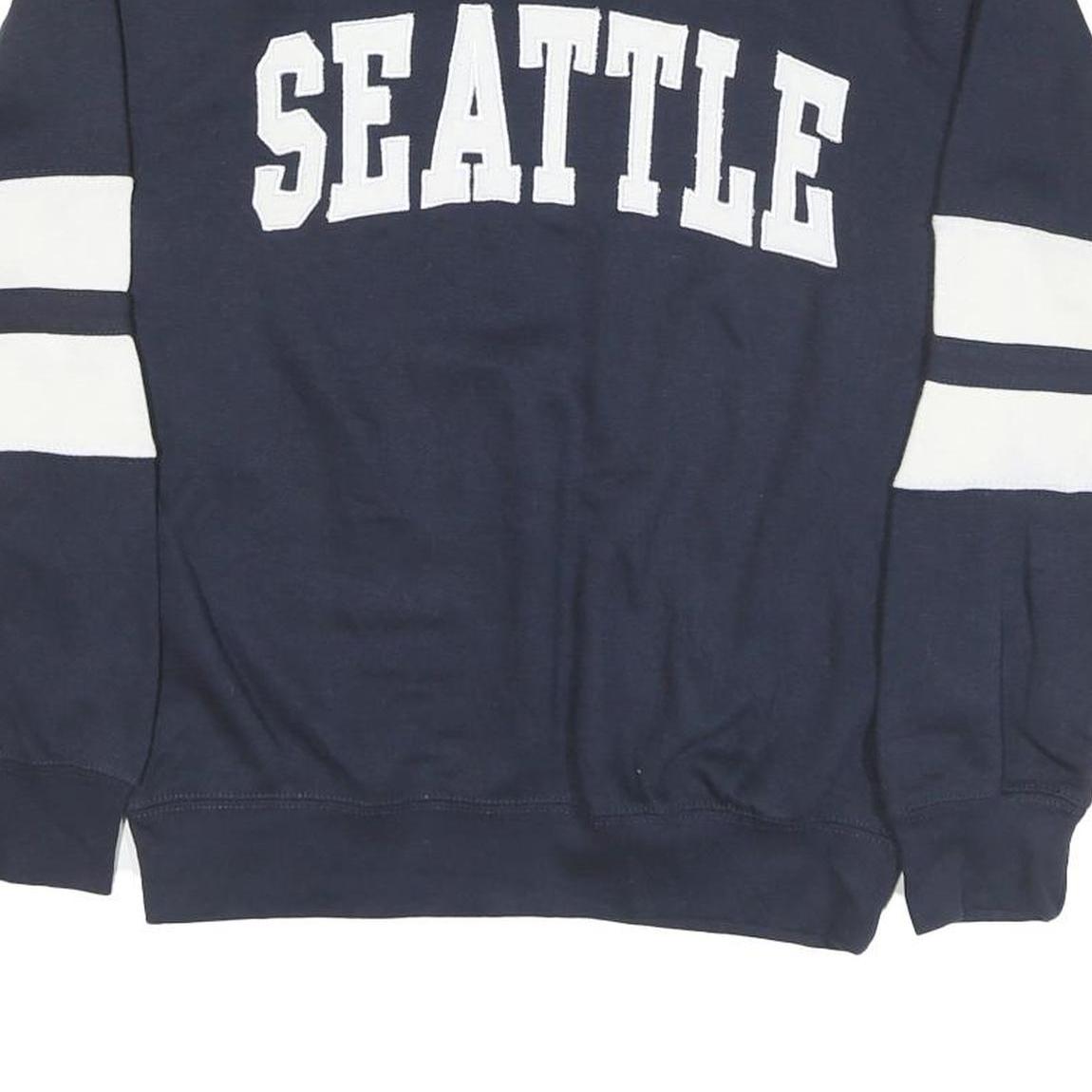 NEW YORK POPULATION Mens Navy Blue Seattle Crew Neck S Cotton Blend Sweatshirt