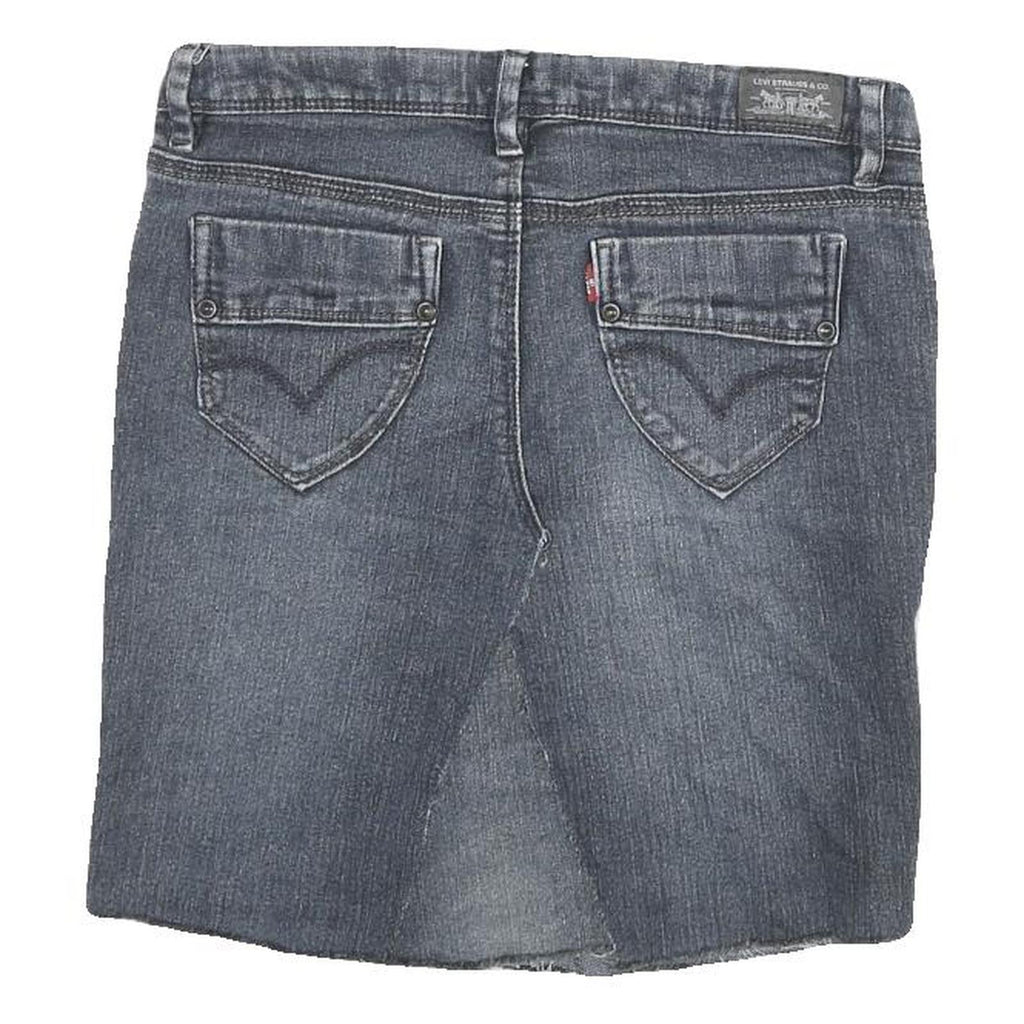 LEVI'S Womens Blue Denim Mini Skirt Cotton Blend Straight Short S Casual