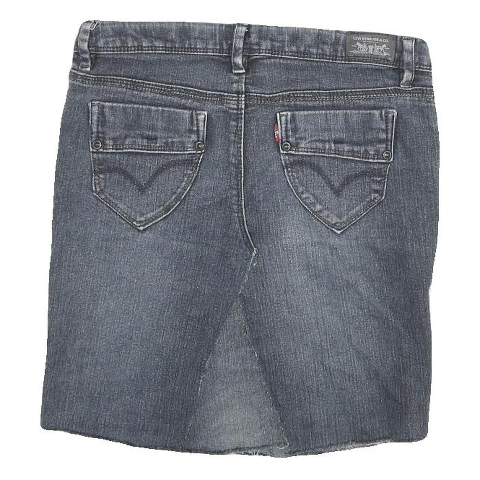 LEVI'S Womens Blue Denim Mini Skirt Cotton Blend Straight Short S Casual