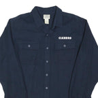LL BEAN Mens Blue & Navy Cianbro Work Shirt L Cotton Blend Button Collar
