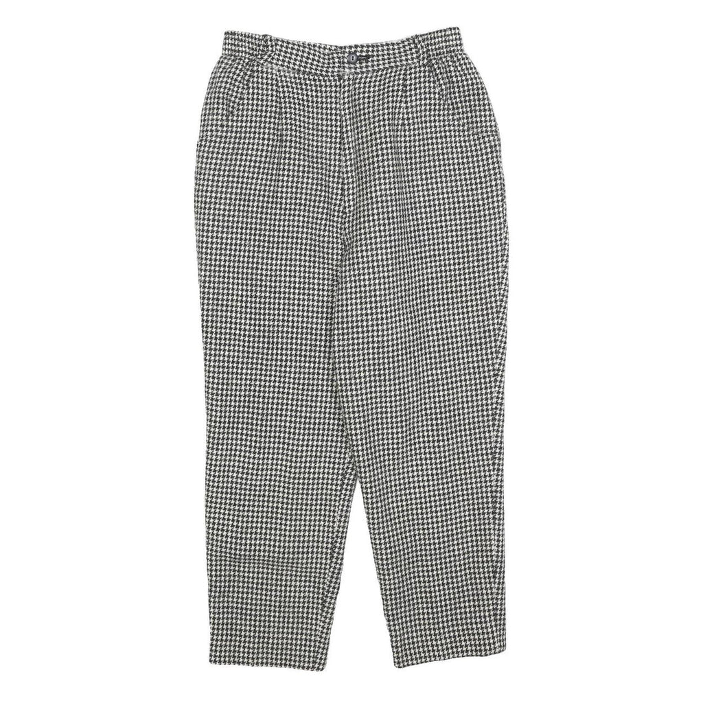 Womens Regular Fit Houndstooth Black & White Trousers W25 L22 Zip Pockets