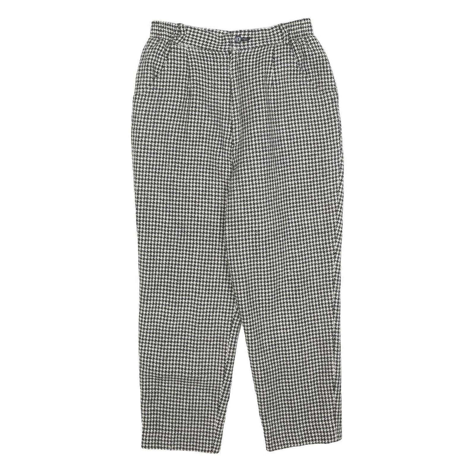 Womens Regular Fit Houndstooth Black & White Trousers W25 L22 Zip Pockets