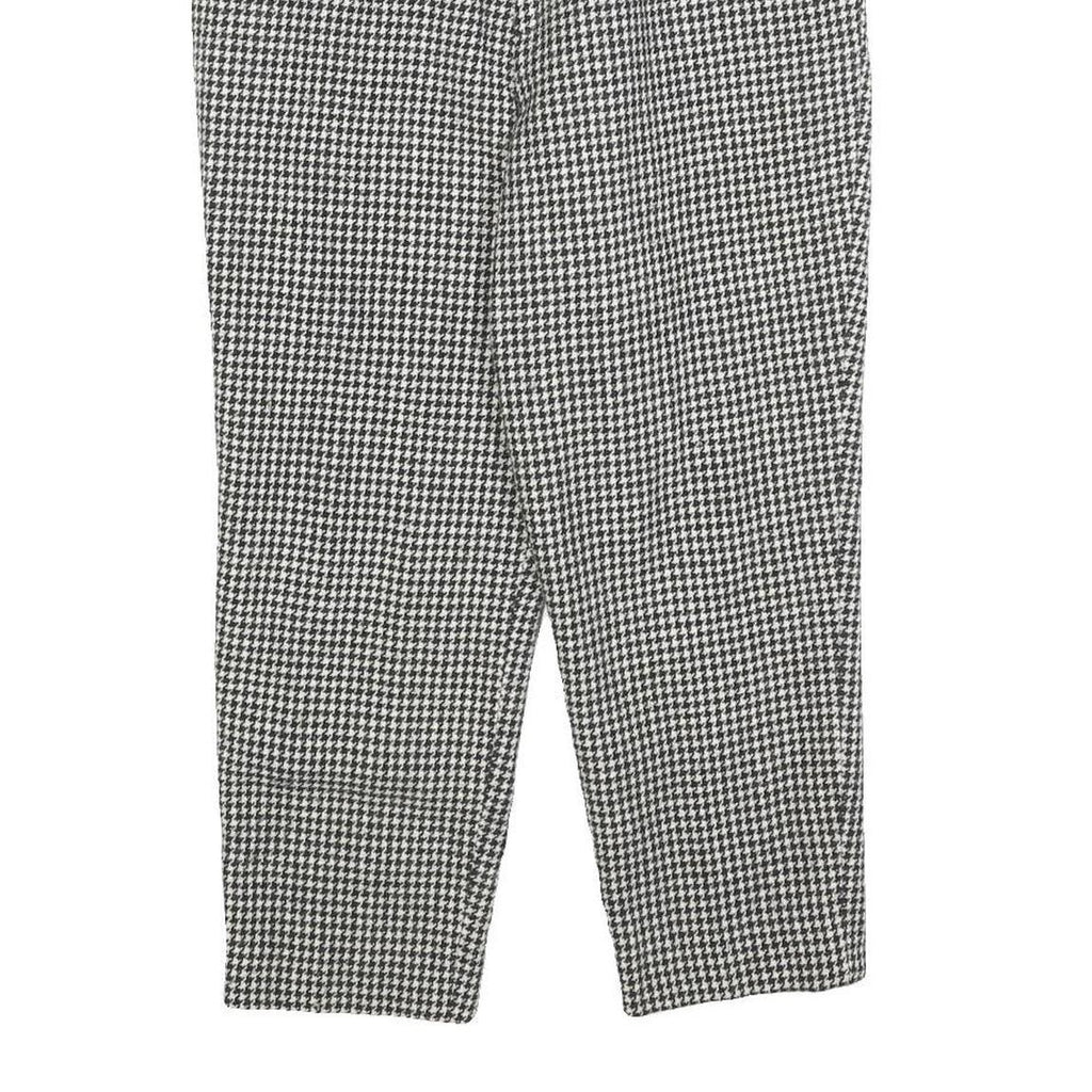 Womens Regular Fit Houndstooth Black & White Trousers W25 L22 Zip Pockets