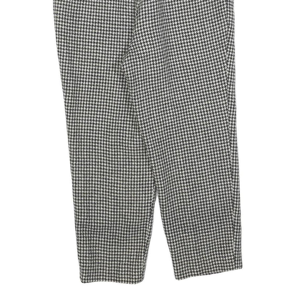 Womens Regular Fit Houndstooth Black & White Trousers W25 L22 Zip Pockets
