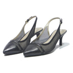 GEOX Womens Black Slingback Pointed Toe Heels Synthetic UK 7 Elegant Formal