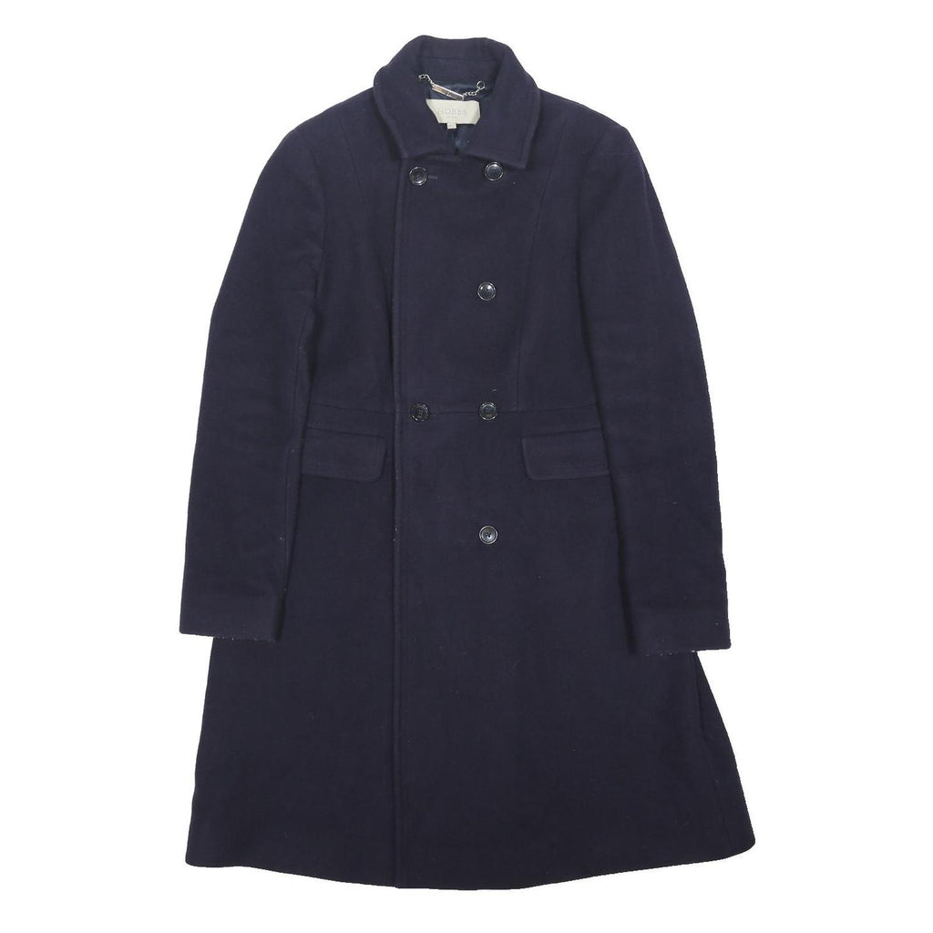 HOBBS LONDON Womens Navy Blue Wool Blend Button Jacket UK 10 Classic Tailored