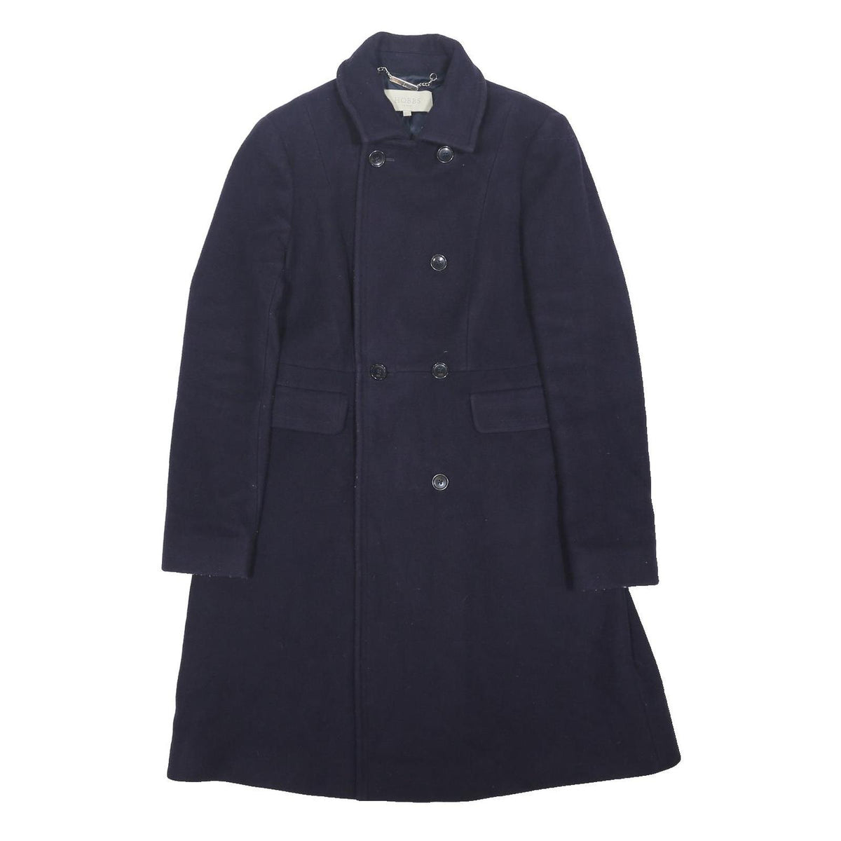 HOBBS LONDON Womens Navy Blue Wool Blend Button Jacket UK 10 Classic Tailored