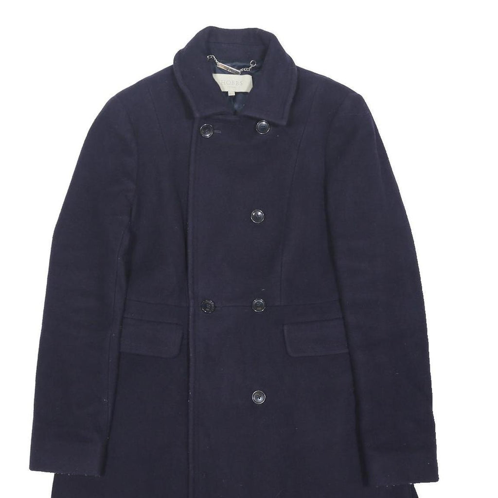 HOBBS LONDON Womens Navy Blue Wool Blend Button Jacket UK 10 Classic Tailored