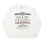 DELTA Mens White Grandpa Print Crew Neck L Cotton Blend Comfortable Sweatshirt