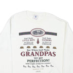 DELTA Mens White Grandpa Print Crew Neck L Cotton Blend Comfortable Sweatshirt