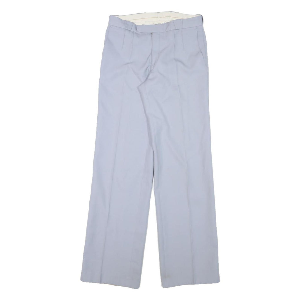 Mens Light Blue Wool Blend Regular Fit Straight Leg Trousers W28 L31 Classic