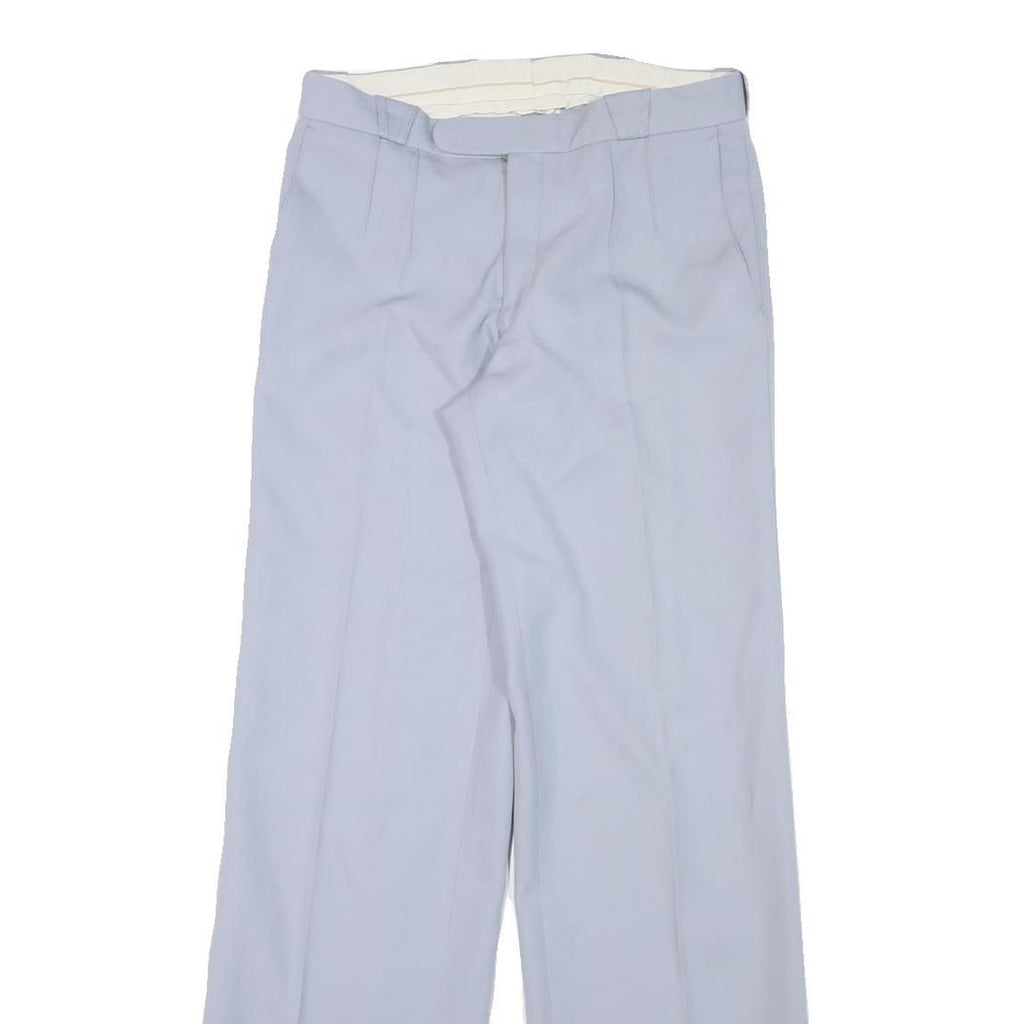 Mens Light Blue Wool Blend Regular Fit Straight Leg Trousers W28 L31 Classic