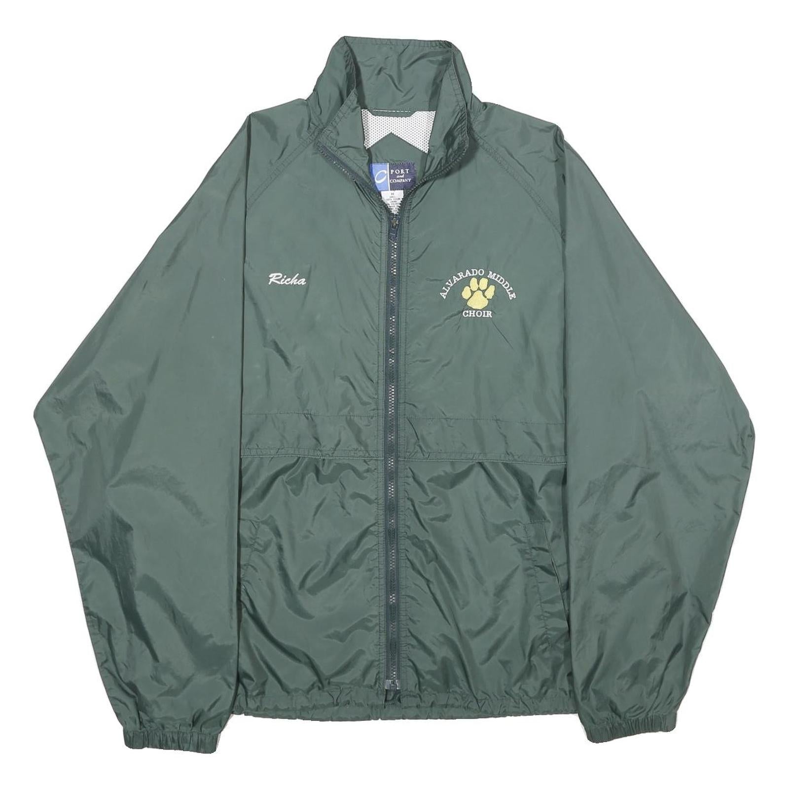 PORT AND COMPANY Mens Green Choir Nylon Jacket M Windbreaker Lightweight Zip