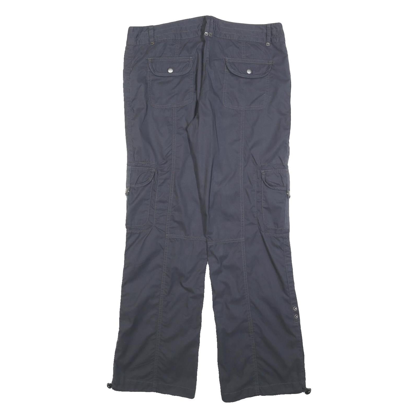 ENERGY Womens Relaxed Navy Blue Cargo Trousers W34 L32 Zip Pockets Casual