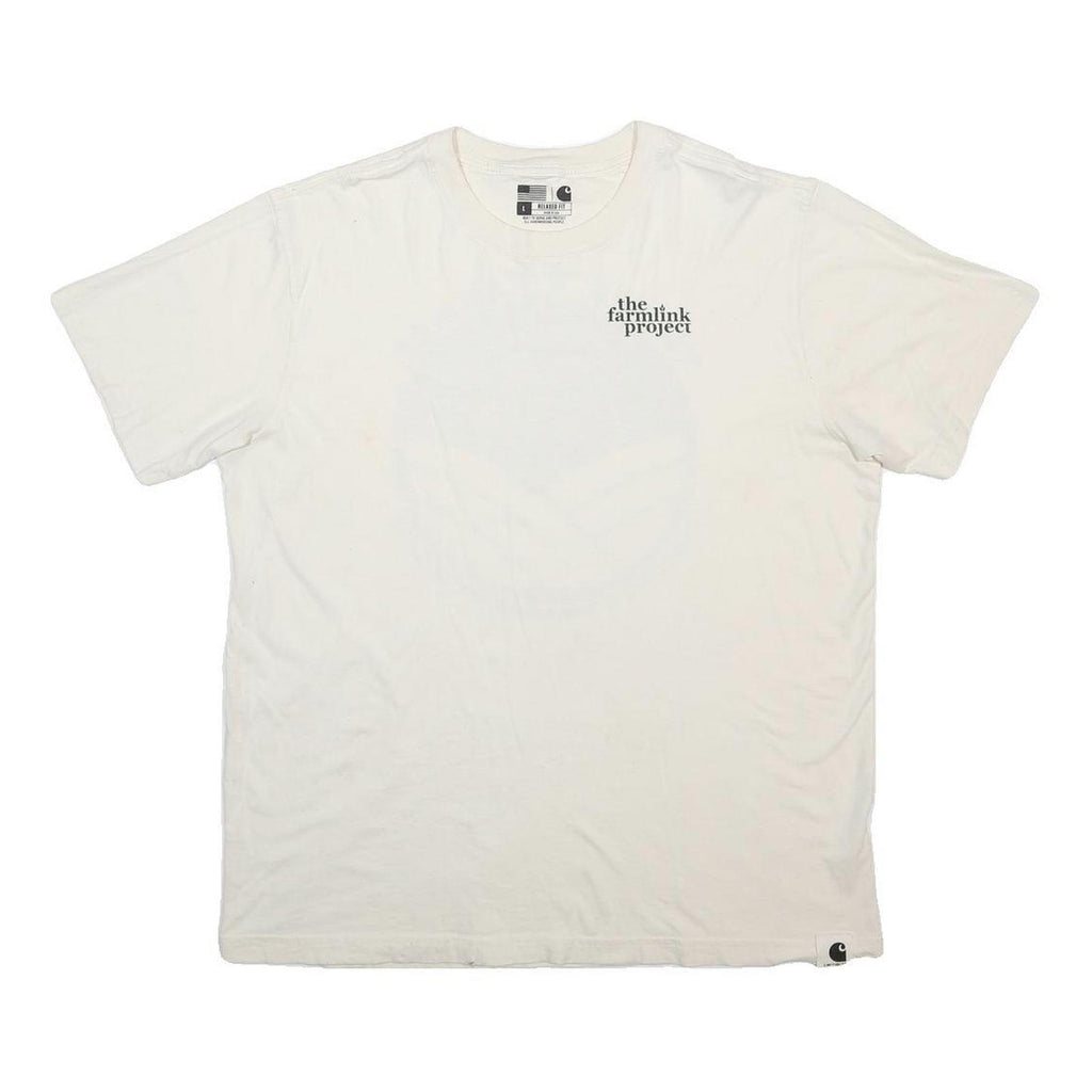 CARHARTT Mens White The Farmlink Project Graphic T-Shirt L Short Sleeve Crew