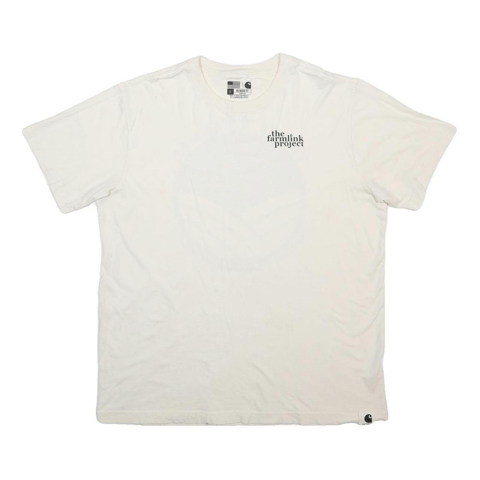 CARHARTT Mens White The Farmlink Project Graphic T-Shirt L Short Sleeve Crew