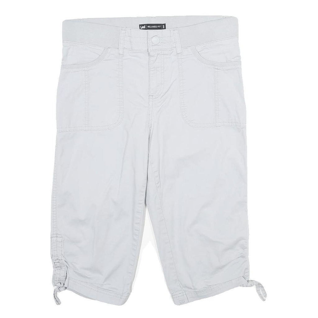 LEE Womens White Relaxed Fit Cotton Blend Shorts UK 12 W32 Casual Summer Style