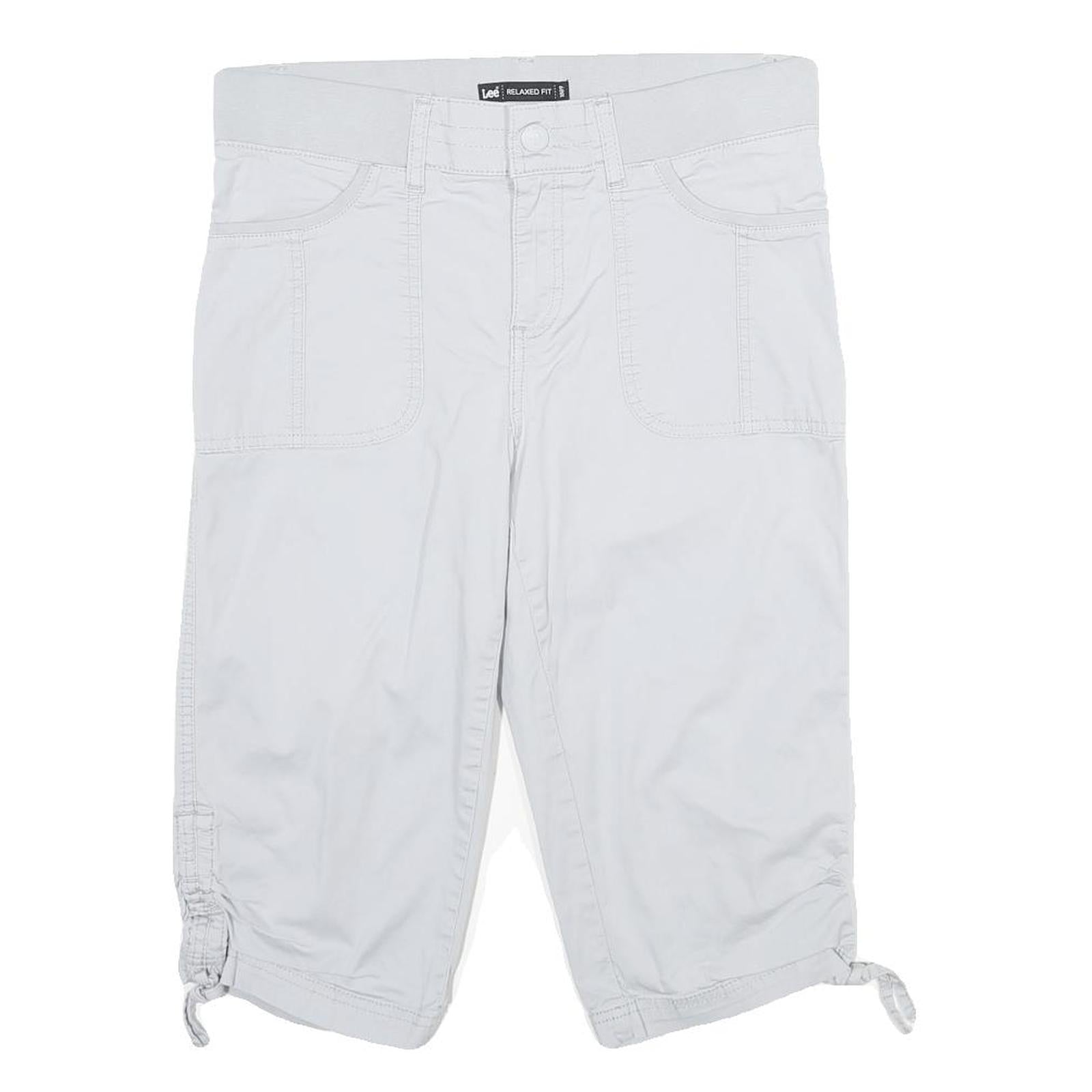 LEE Womens White Relaxed Fit Cotton Blend Shorts UK 12 W32 Casual Summer Style
