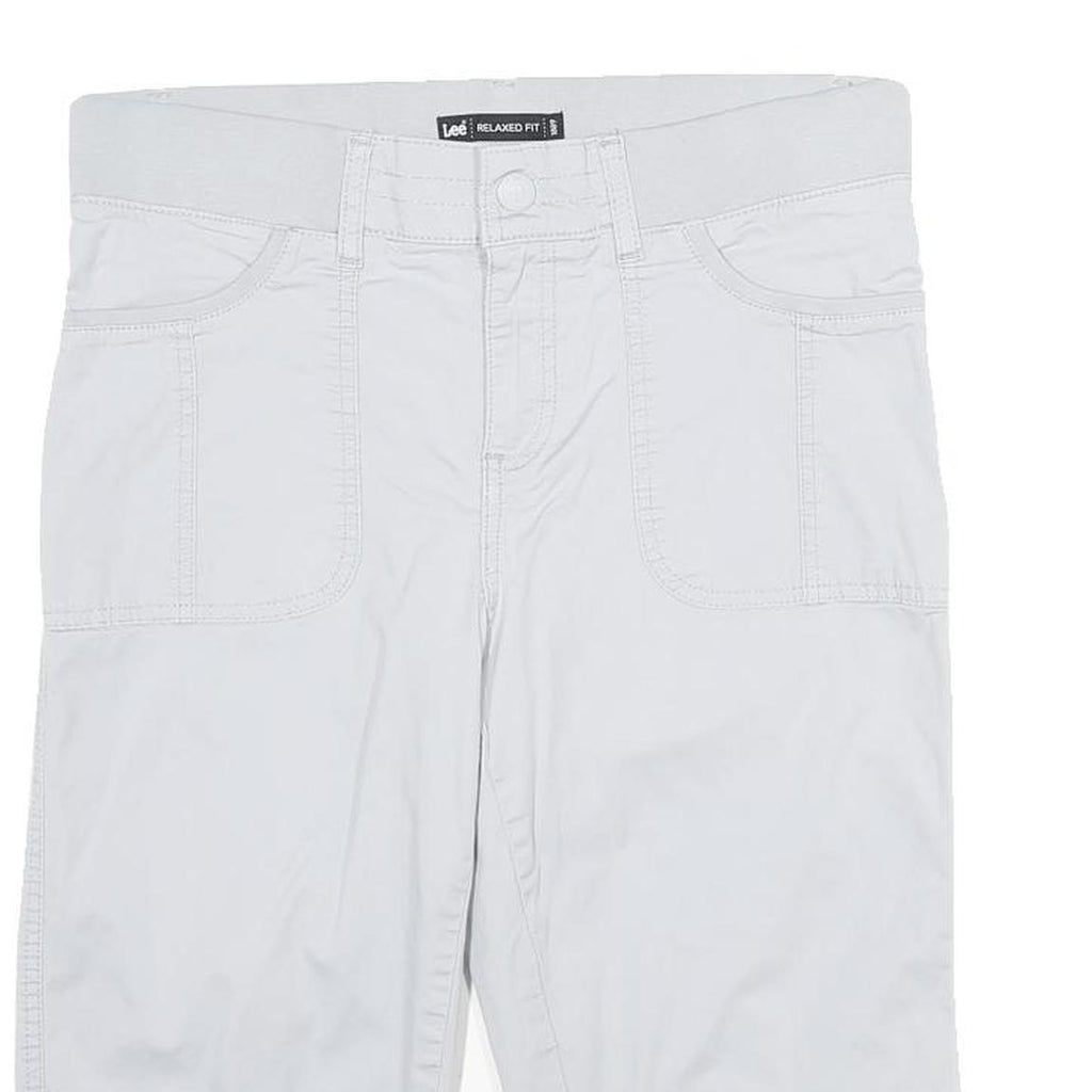LEE Womens White Relaxed Fit Cotton Blend Shorts UK 12 W32 Casual Summer Style