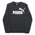 PUMA Boys Black Cotton Blend Crew Neck Sweatshirt 15-16Y Logo Print Casual
