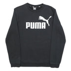 PUMA Boys Black Cotton Blend Crew Neck Sweatshirt 15-16Y Logo Print Casual