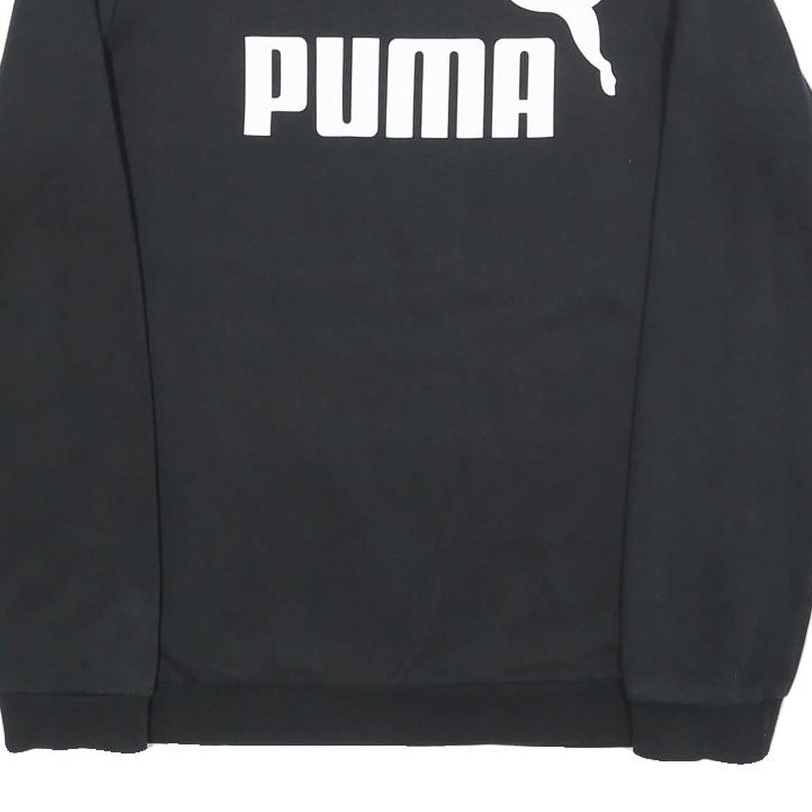 PUMA Boys Black Cotton Blend Crew Neck Sweatshirt 15-16Y Logo Print Casual