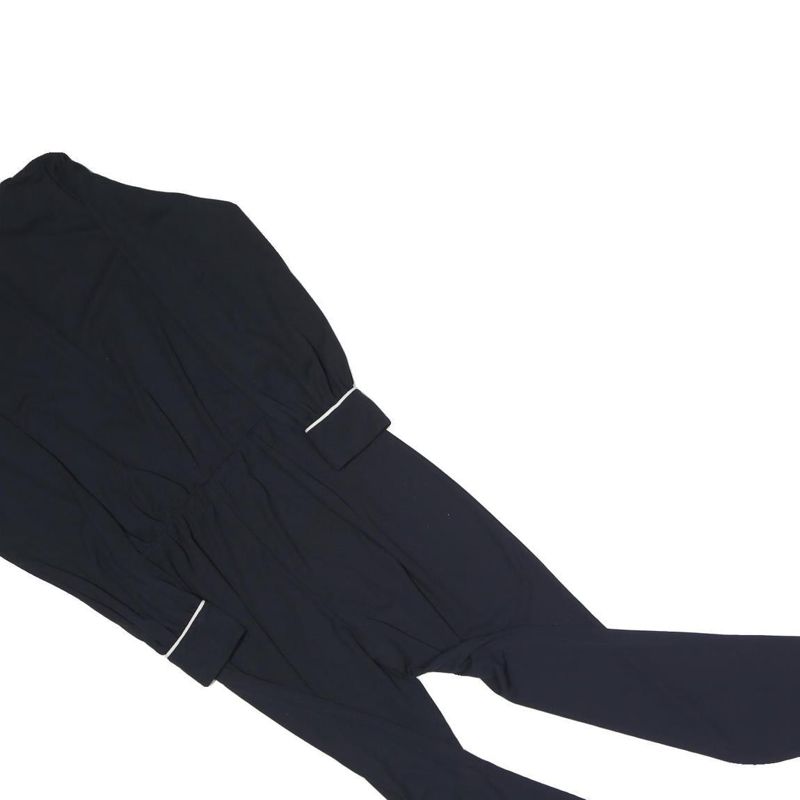 LAUREN RALPH LAUREN Womens Navy Blue Playsuit V-Neck Long Sleeve Zip M