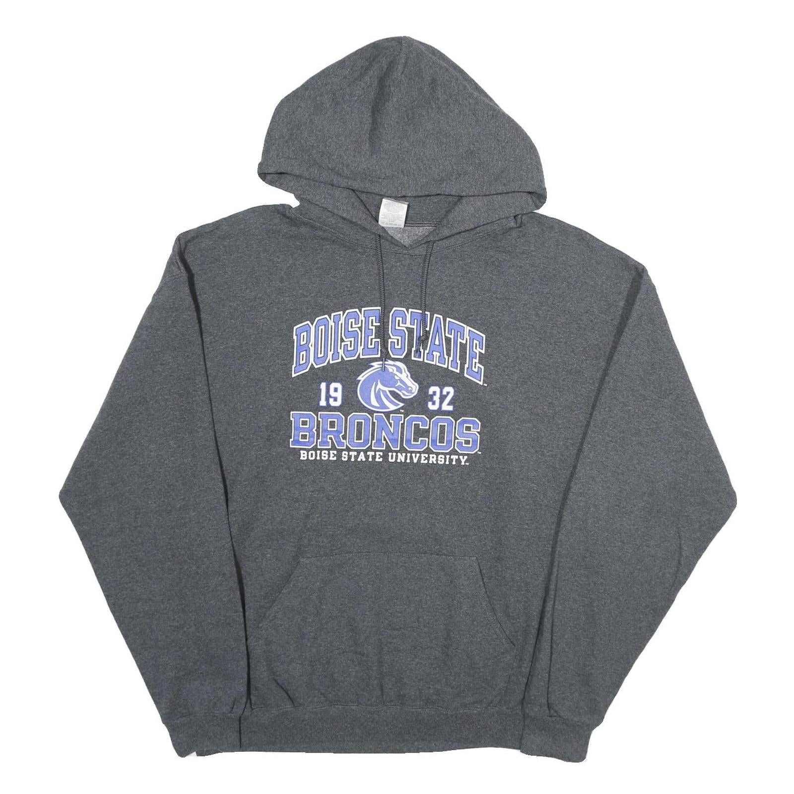 JERZEES Mens Grey Boise State Broncos Pullover Hoodie XL University Logo