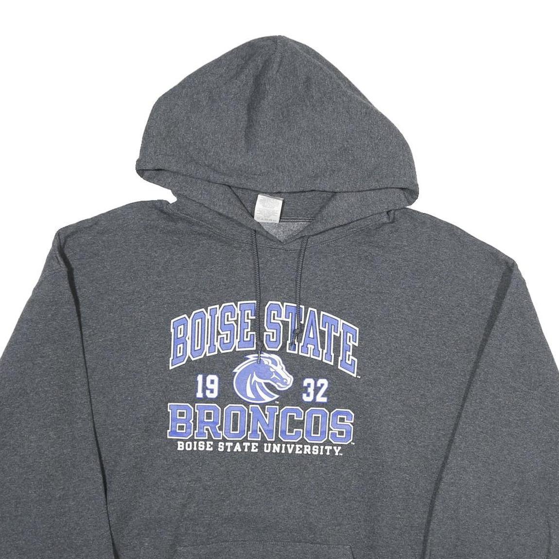 JERZEES Mens Grey Boise State Broncos Pullover Hoodie XL University Logo