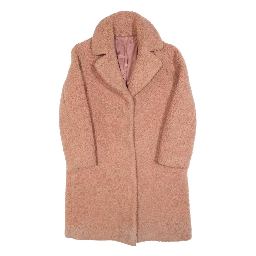 & OTHER STORIES Womens Pink Teddy Coat S Polyester Blend Button Closure Soft