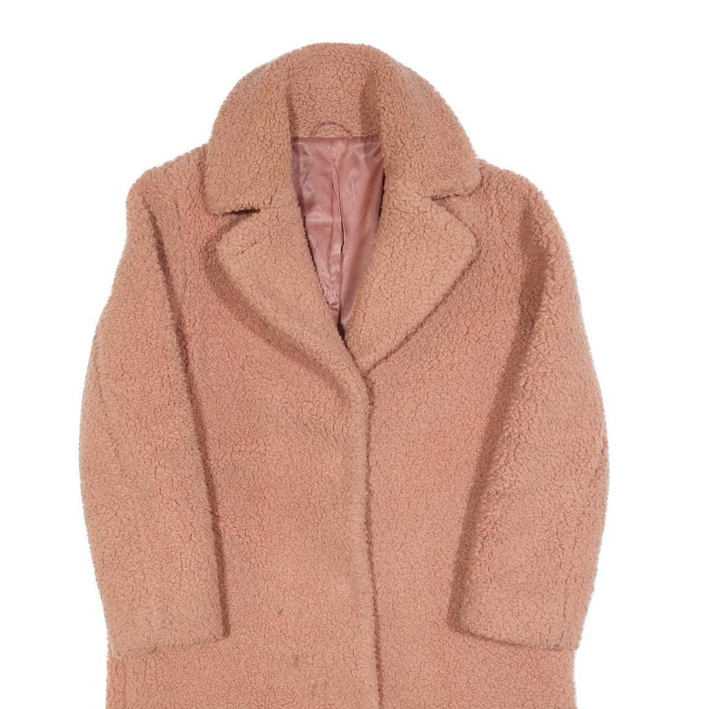 & OTHER STORIES Womens Pink Teddy Coat S Polyester Blend Button Closure Soft