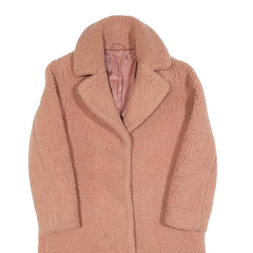 & OTHER STORIES Womens Pink Teddy Coat S Polyester Blend Button Closure Soft