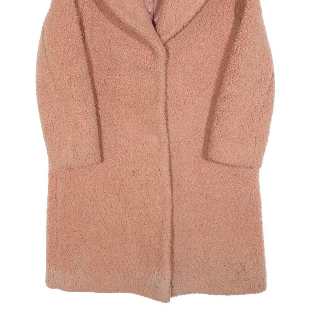 & OTHER STORIES Womens Pink Teddy Coat S Polyester Blend Button Closure Soft