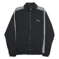 PUMA Mens Black & Grey Track Jacket L Cotton Stripe Side Zip Casual Sportswear